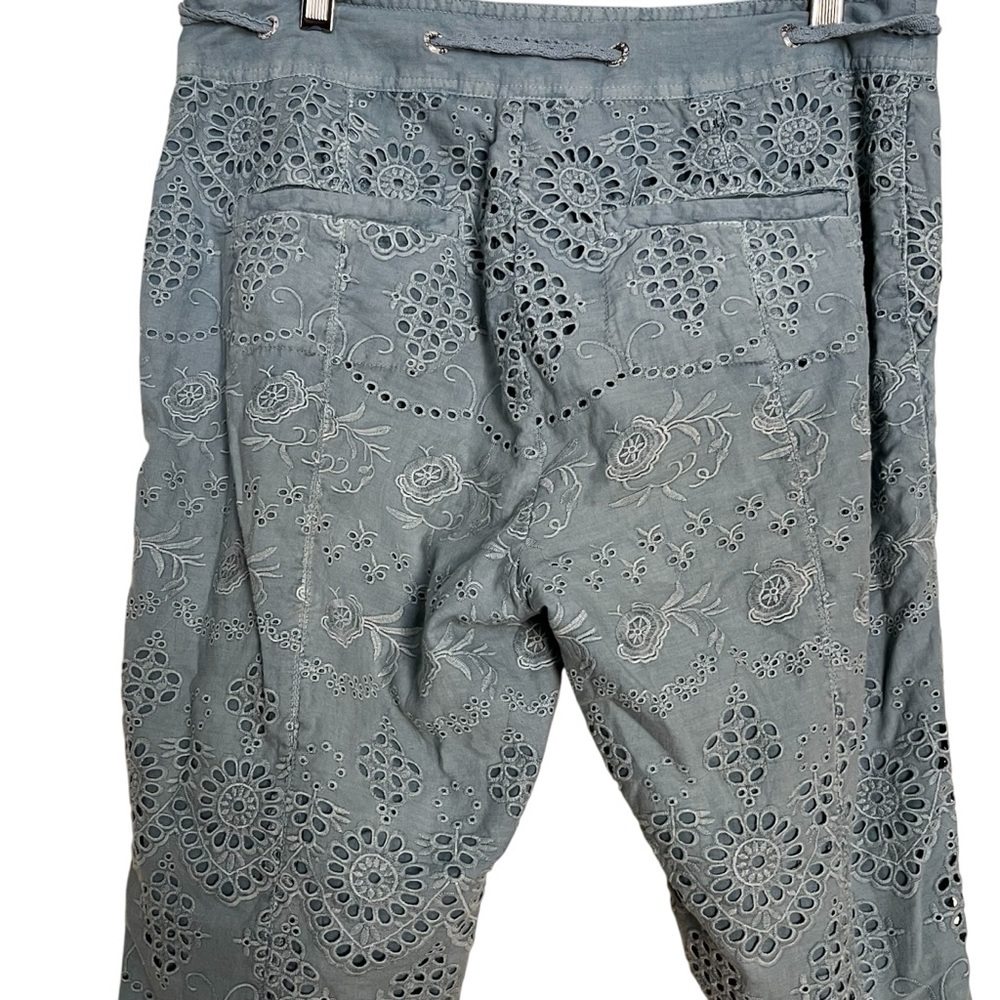 Sundance Womens Everyday Eyelet Pants Seafoam Tie Waist Cinch Hem BOHO — Size 6 - Picture 10 of 15